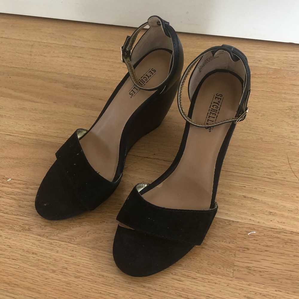 Black Ankle Strap Wedges “2
